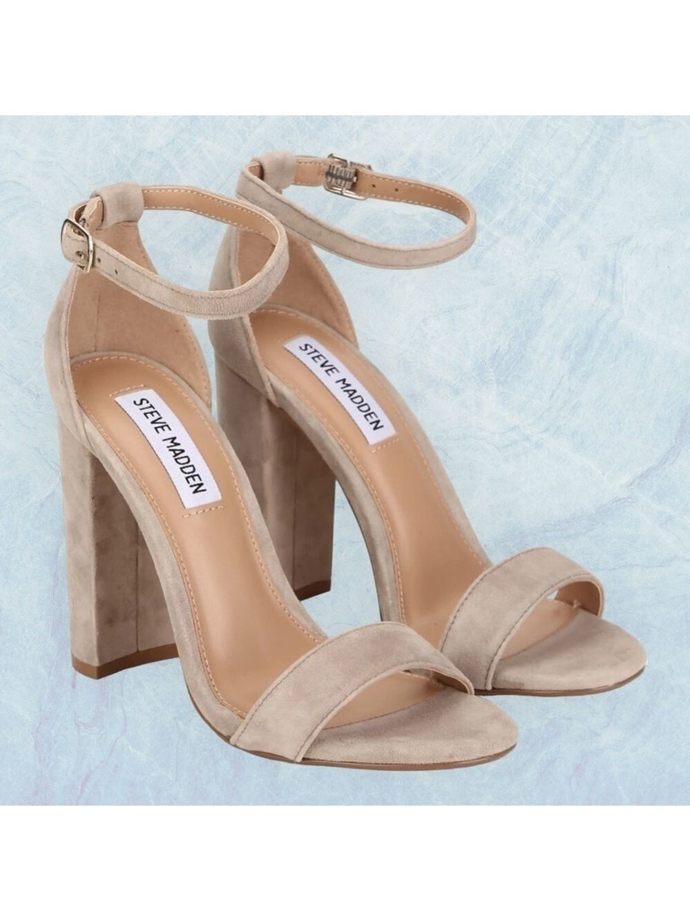 Steve Madden Carson taupe high heel sandals leather upper PU lining size 5.5